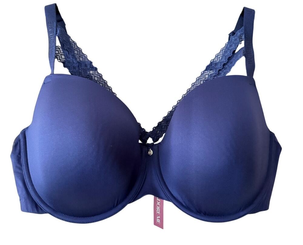 Adore Me Navy Lace Strappy Bra Underwire Regular Padding Lingerie 40DD NEW